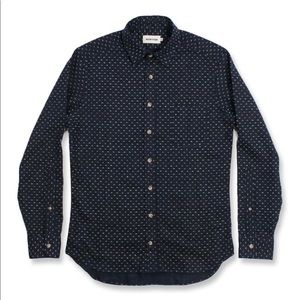 TAYLOR STITCH California Long Sleeve Indigo Shirt In Pyramid Print 42